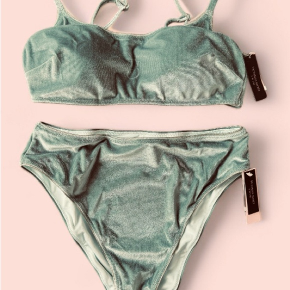Victoria’s Secret Swim Scoop top Velvet & High Waist bottom Set Medium - Picture 4 of 10